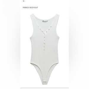 NWT Zara Ribbed Bodysuit In White Size L